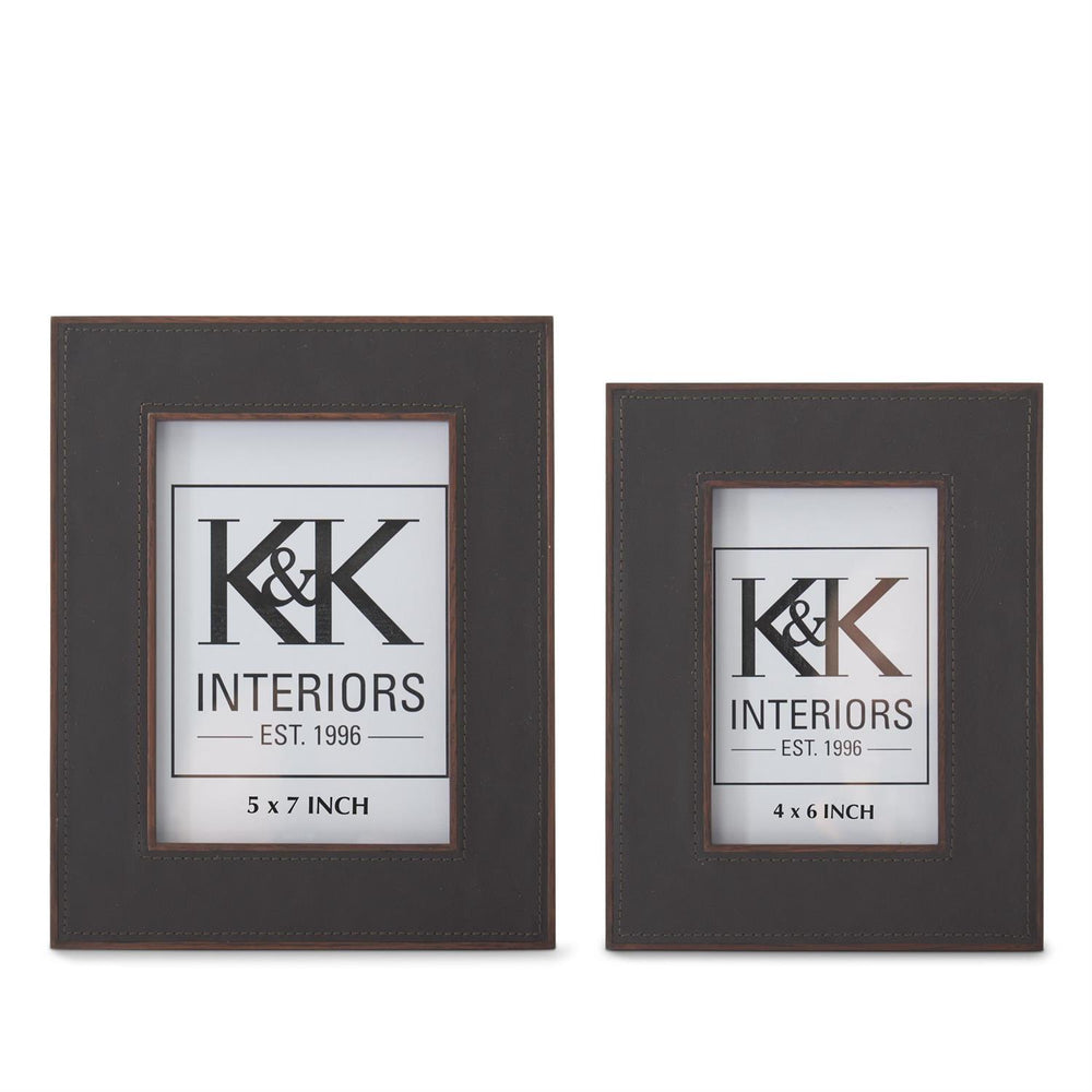 Dark Brown Leather & Wood Frame