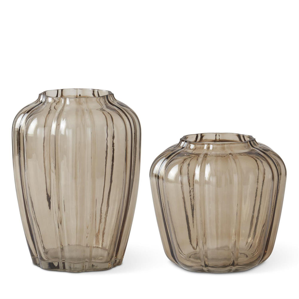 Beige Scalloped Glass Vase