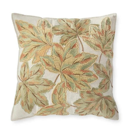 Embroidered & Beaded Leaf Pillow