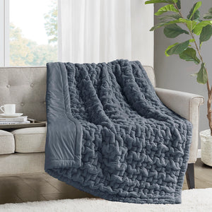 Ruched Throw Slate Blue