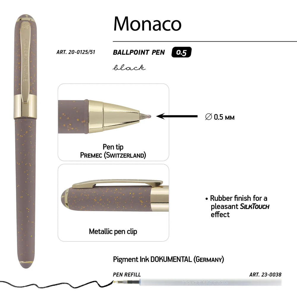 Monaco Glitter Grey Ballpoint Pen