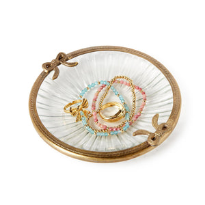 Circle Antique Gold Bow Trinket Tray