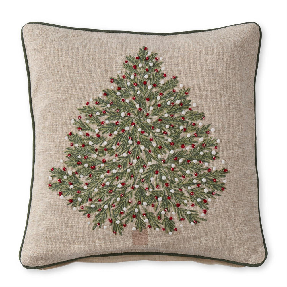Embroidered Christmas Tree Pillow