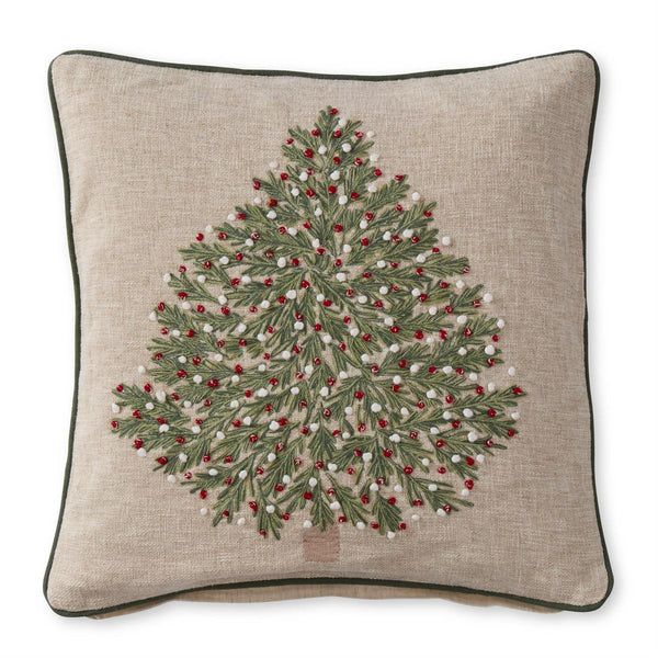 Embroidered Christmas Tree Pillow