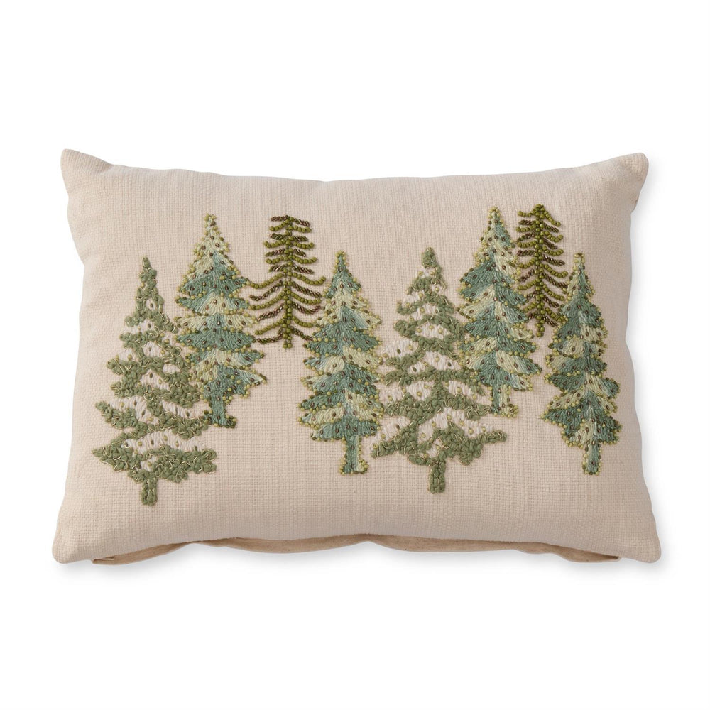 Green Beaded Christmas Tree Pillow