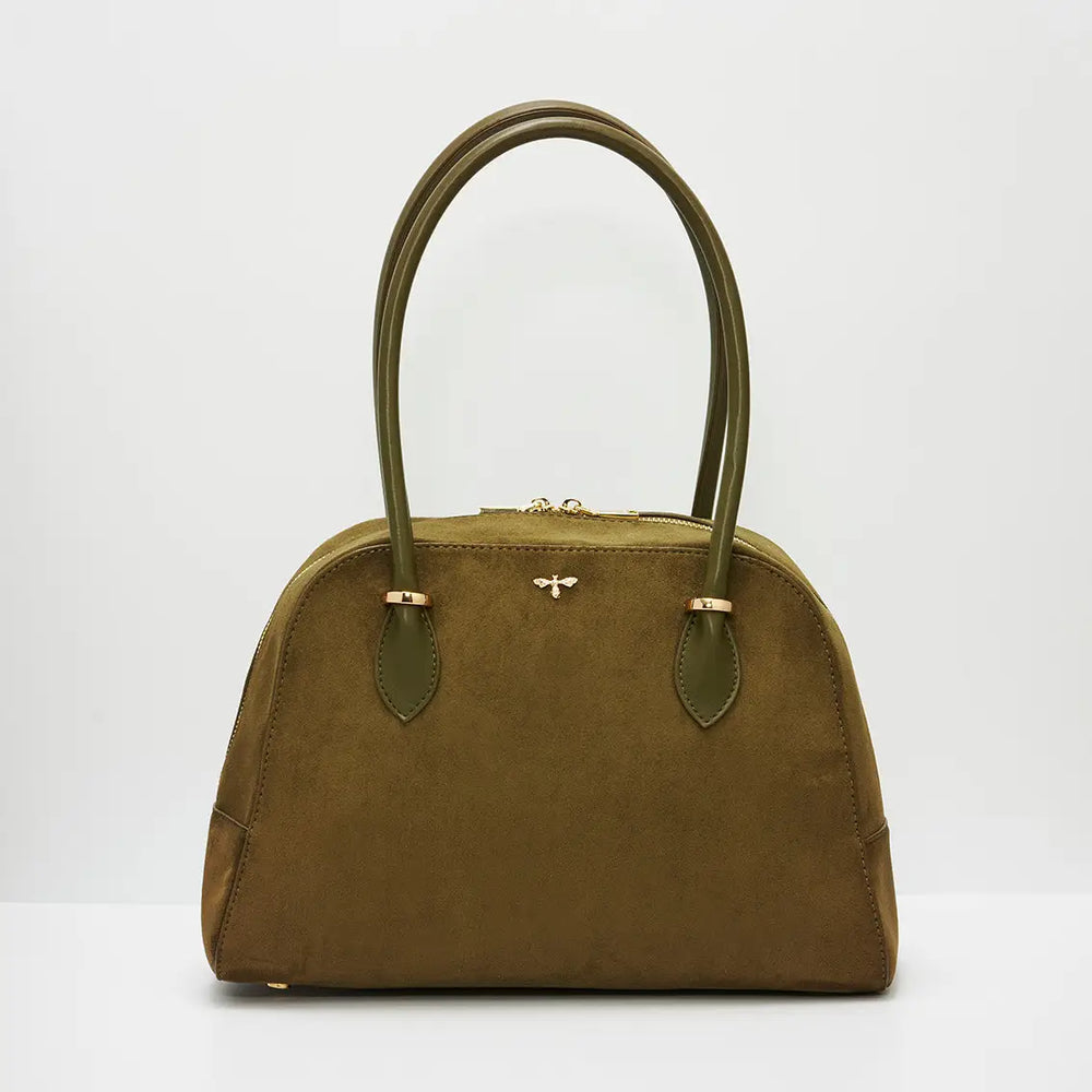 Amelia Shoulder Bag Khaki Suedette