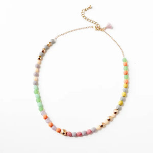Adjustable Bead Necklace with Mini Tassel