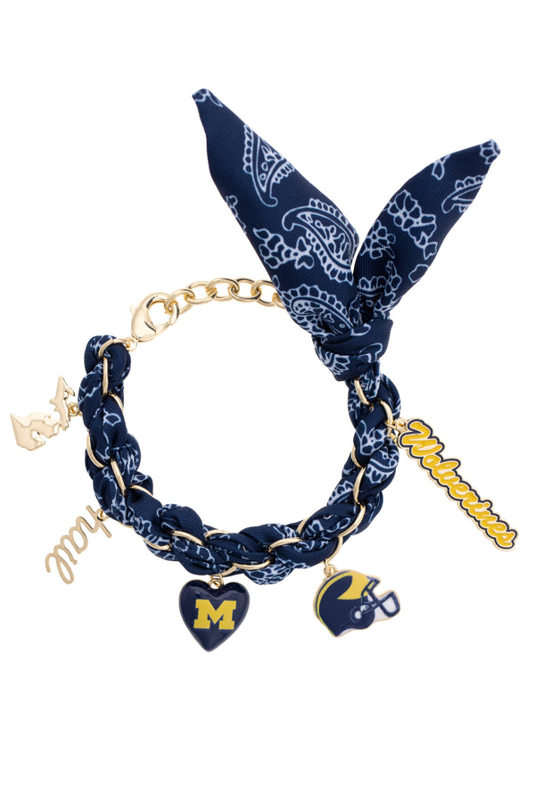 Michigan Wolverines Bandana Charm Bracelet