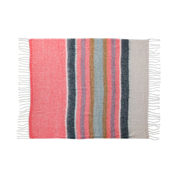 Brushed Acrylic & Wool Throw with Fringe