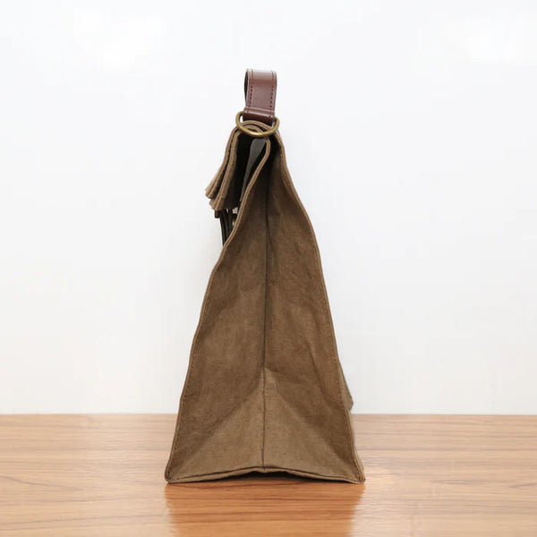 Paper/Leather Messenger Lunch Bag