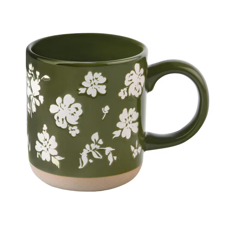 Green Floral Mug