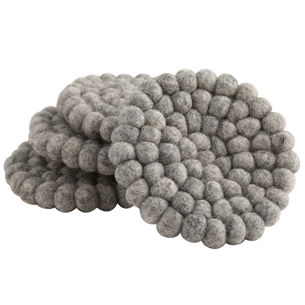 Handmade Wool Felt Ball Coasters