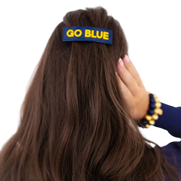 Michigan Go Blue Rectangle Barrette Clip