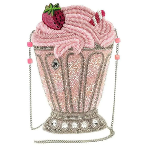 Shake It Up Beaded Pink Milkshake Crossbody Handbag