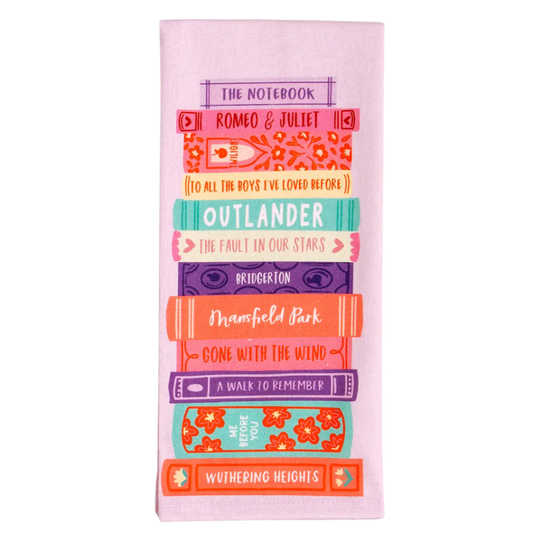 Romance Book Stack Tea Towel