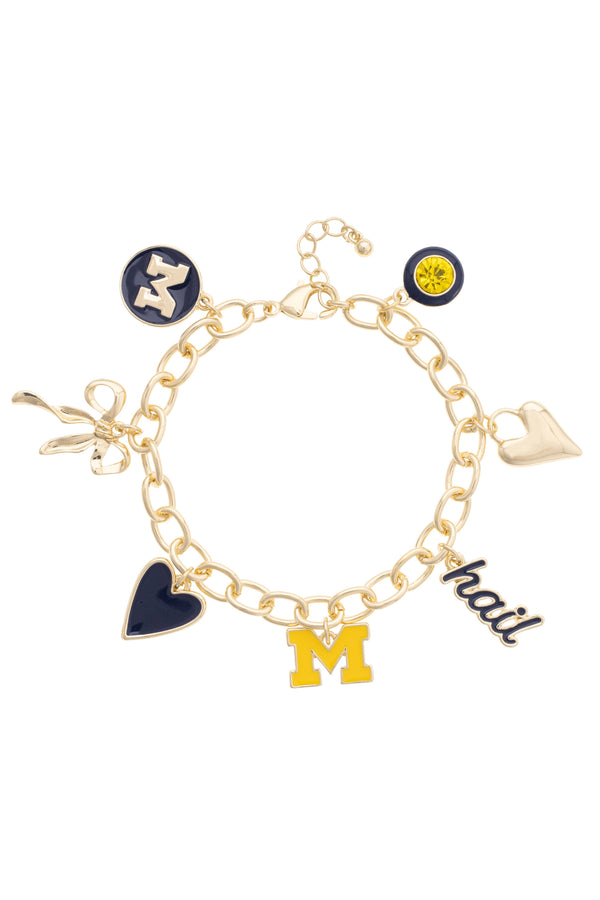 Michigan Wolverines Enamel Icons Charm Bracelet