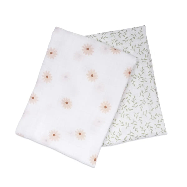 Lulujo Daisies & Greenery 2pk Swaddles