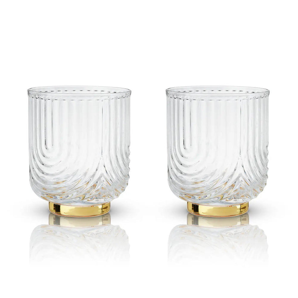 Gold Plated Lowball Glasses - Set of 2