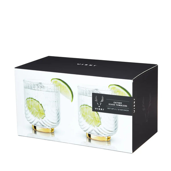 Gold Plated Lowball Glasses - Set of 2