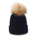 Solid Color Wool Ball Knitted Hat