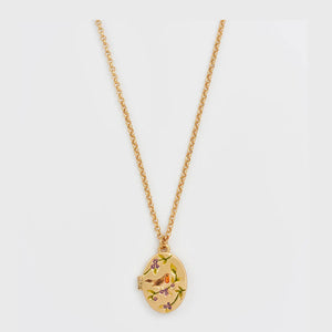 Robin & Blackberry Gold Oval Locket Necklace