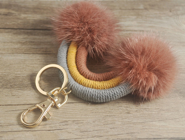 Rabbit Fur Rainbow Keychain