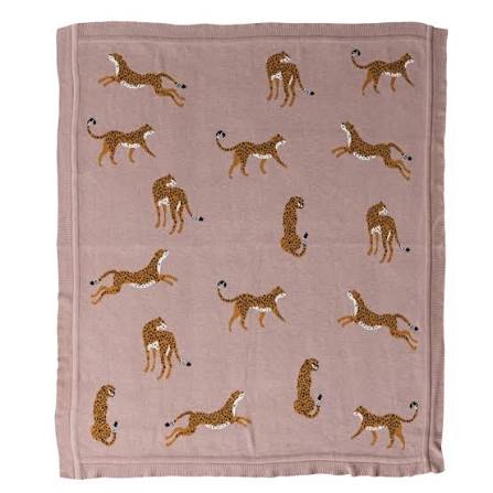 Knit Cheetah Throw Blanket