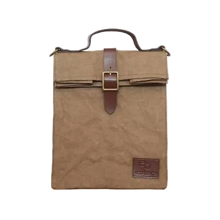 Paper/Leather Messenger Lunch Bag