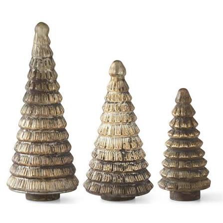 Dot & Line Embossed Pewter Mercury Glass Trees