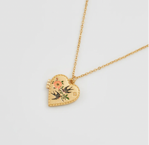 Swallow Heart Locket Necklace