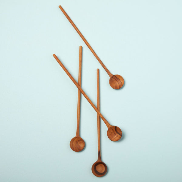 Teak Stirrers, Set of 4