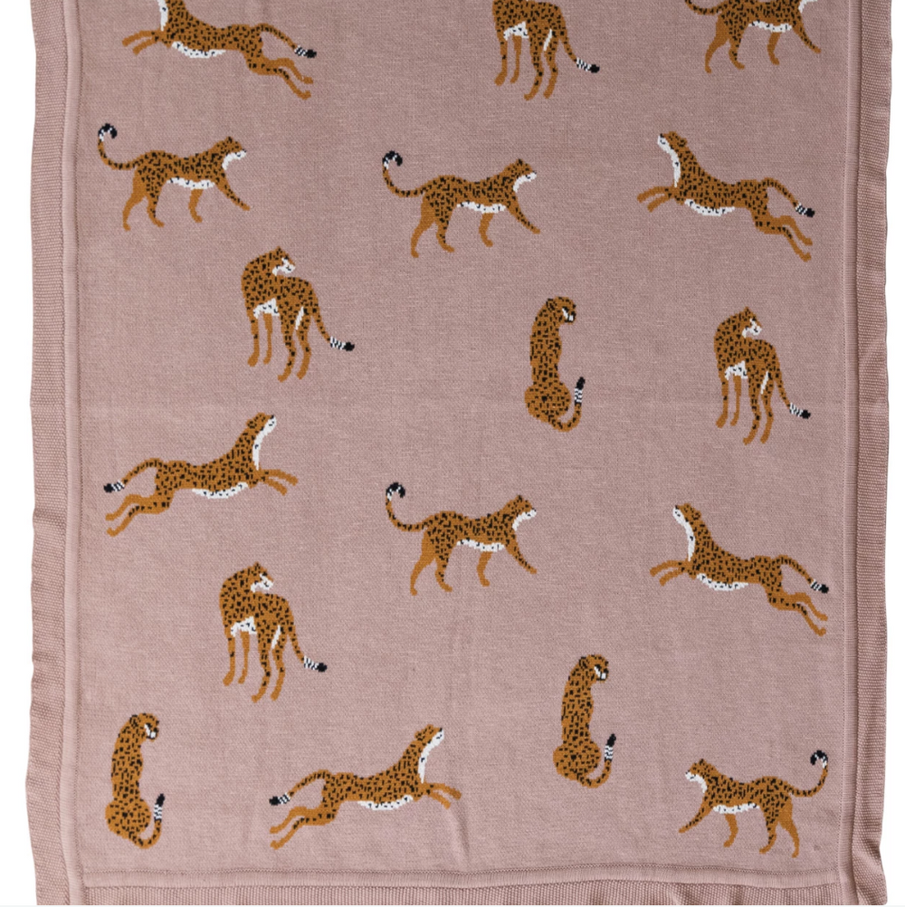 Knit Cheetah Throw Blanket