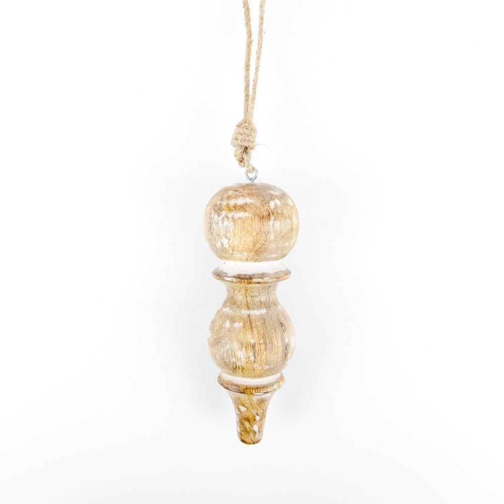Mango Wood Icicle Ornament - Small