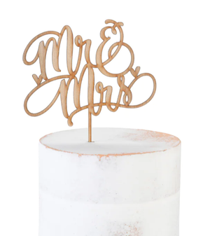 Mr & Mrs Wood Cake Pick