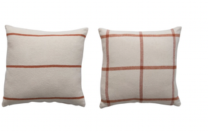 Cotton Flannel Pillow with Rust Color Pattern