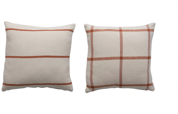 Cotton Flannel Pillow with Rust Color Pattern