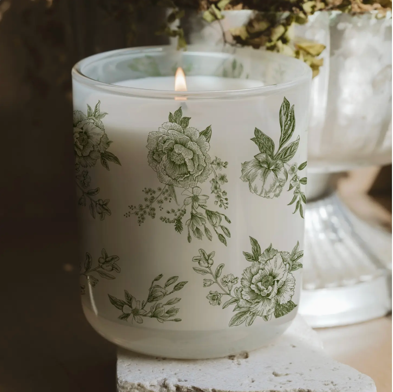 Green Delft Candle