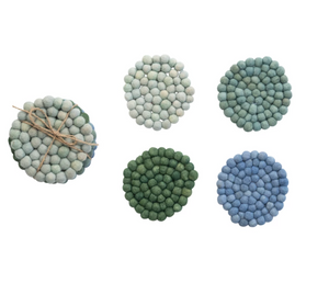 Handmade Wool Felt Ball Coasters