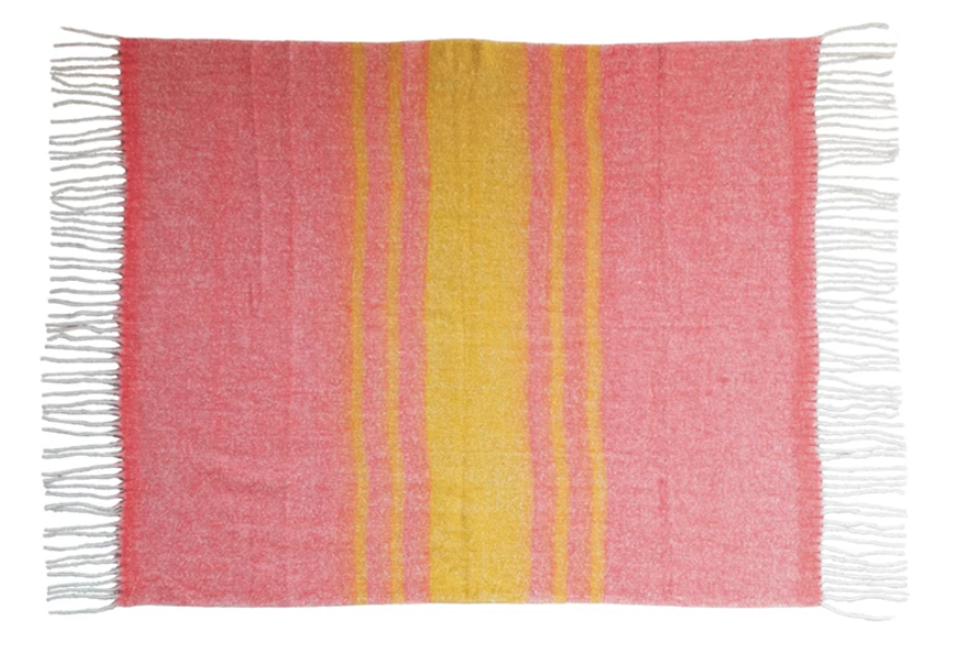 Stripped Wool Throw Blanket