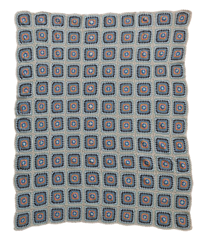 Granny Square Crochet Throw Blanket