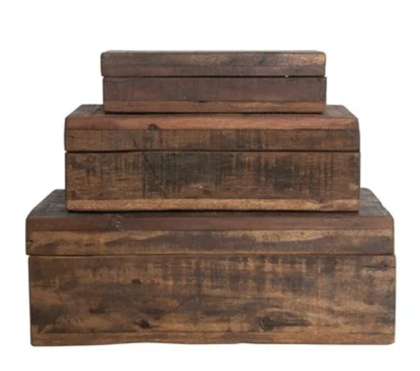 Set of 3 Vintage Reclaimed Wood Boxes