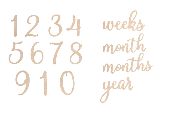 Wooden Milestone Props - #'s + Words