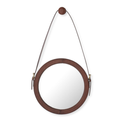 Leather Strap Mirror Wall Hanging