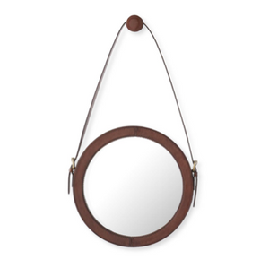 Leather Strap Mirror Wall Hanging