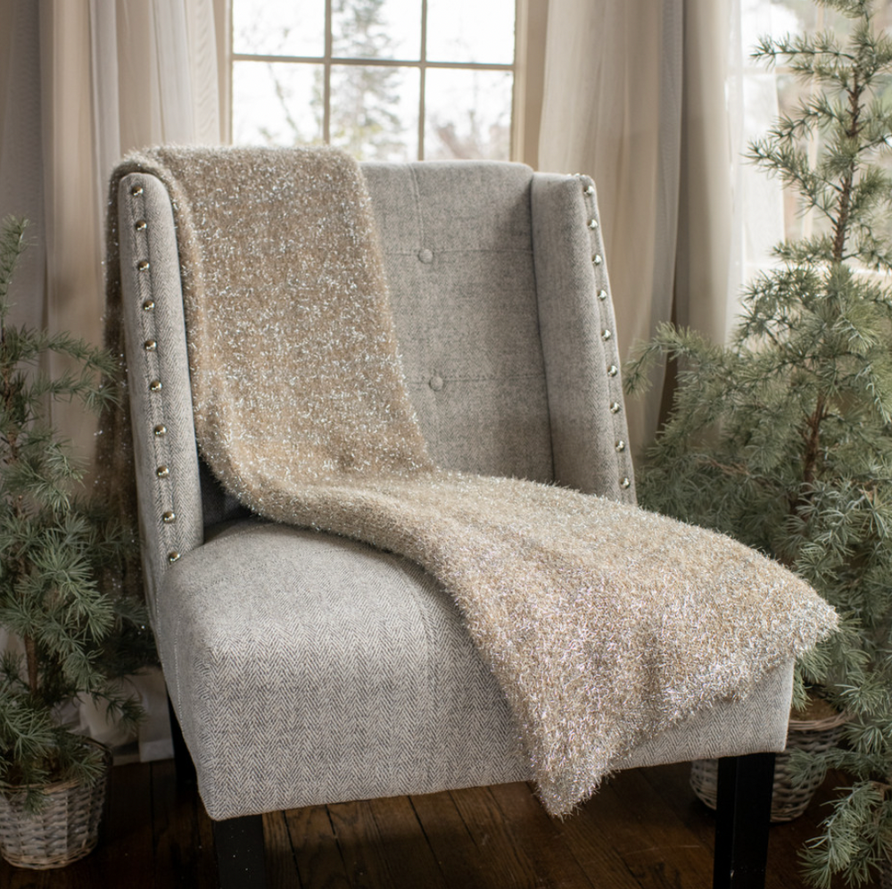 Champagne Metallic Knit Throw