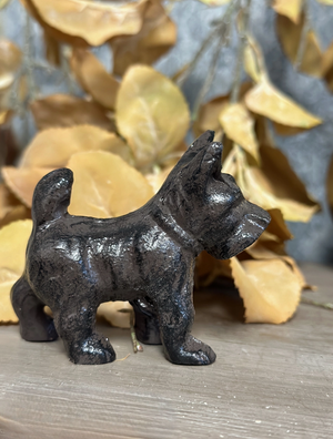 Cast Iron Schnauzer Dog Pet Statue