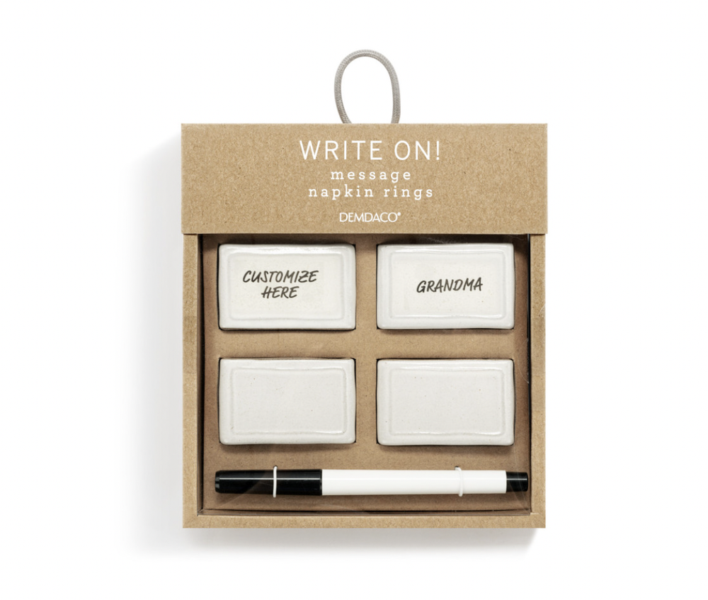 WRITE ON Napkin Rings w/ Marker, Set of 4