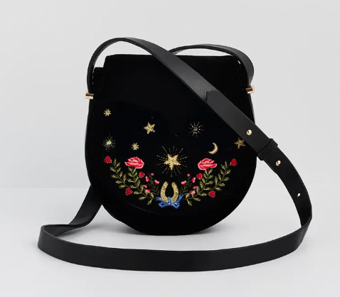 Black Dove & Floral Star Saddle Bag