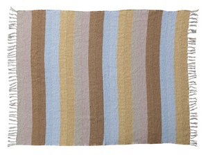 Throw Blanket with Stripes & Fringe