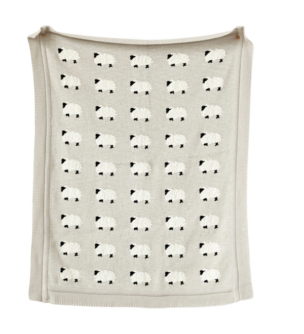 Knit Sheep Throw Blanket